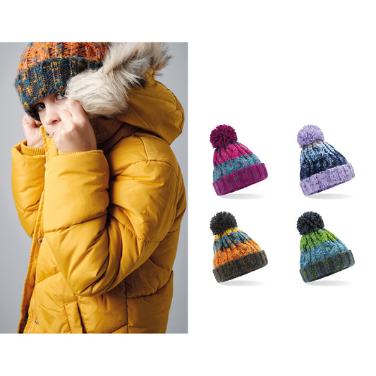 Beechfield Junior corkscrew pom pom beanie