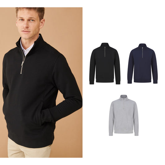 Henbury Unisex sustainable ¼-zip sweatshirt