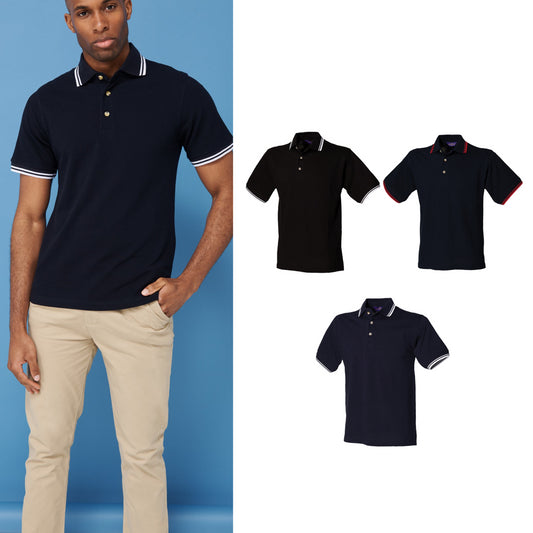 Henbury Double tipped collar and cuff polo shirt