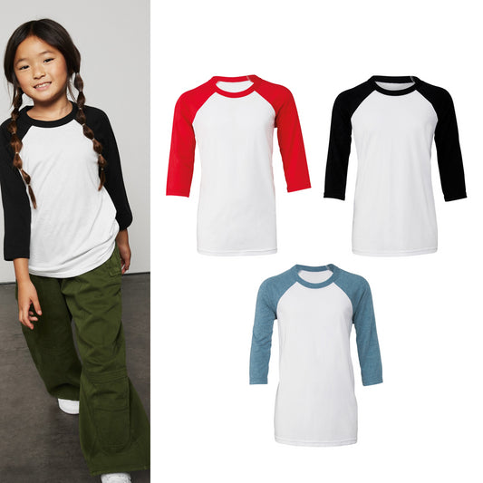 Bella Canvas Youth ¾ sleeve baseball tee