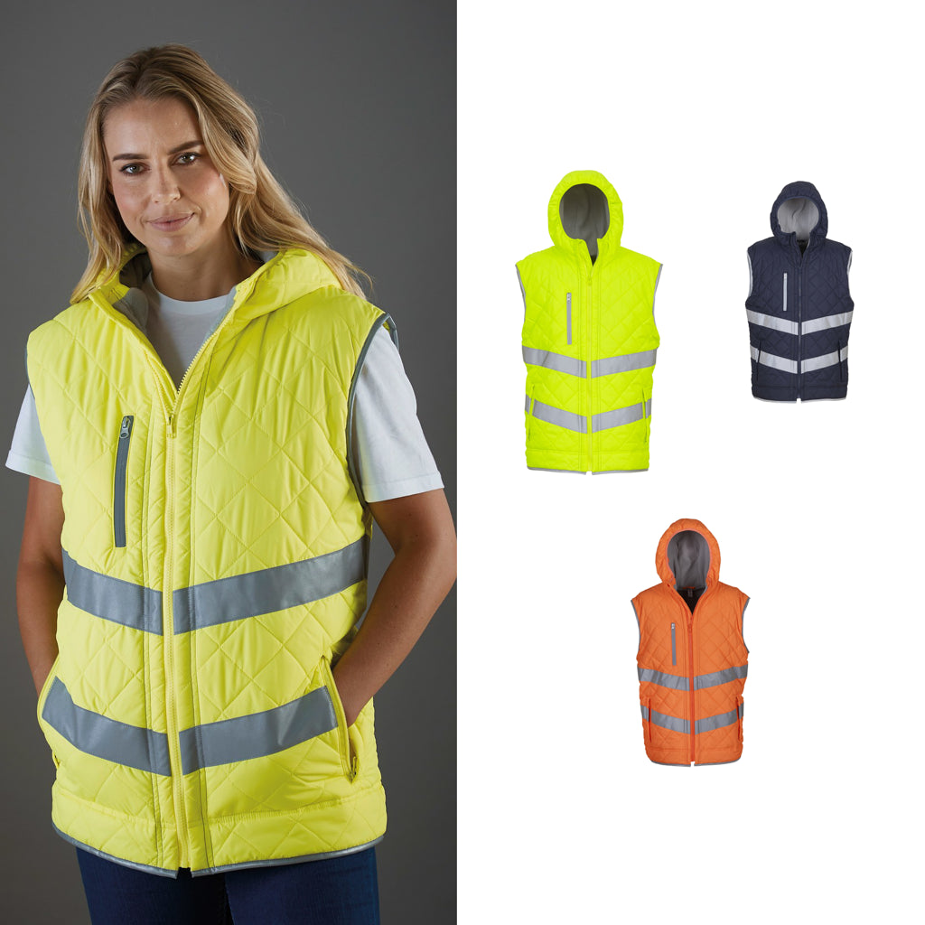 Yoko Hi-vis Kensington hooded gilet (HV007)