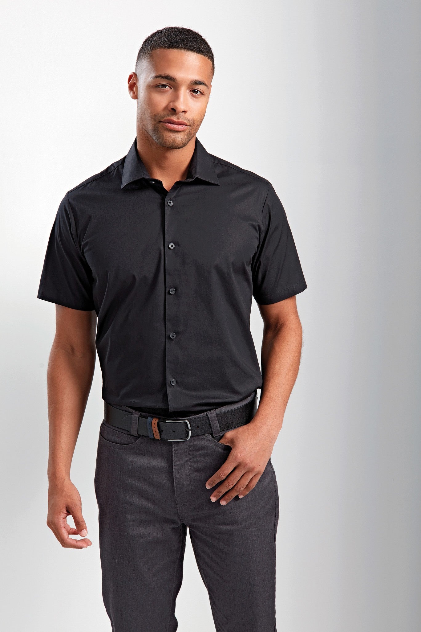 Premier Stretch fit cotton poplin short sleeve shirt