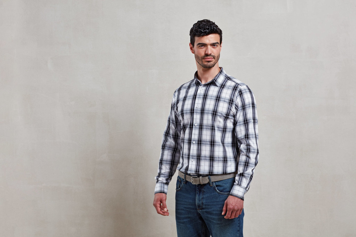 Premier Ginmill check cotton long sleeve shirt