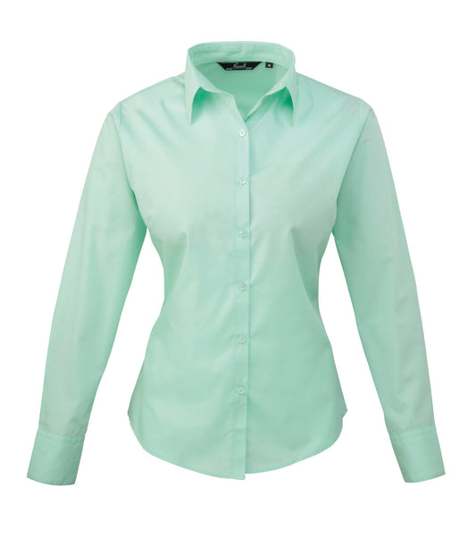 Premier Women's poplin long sleeve blouse - Aqua