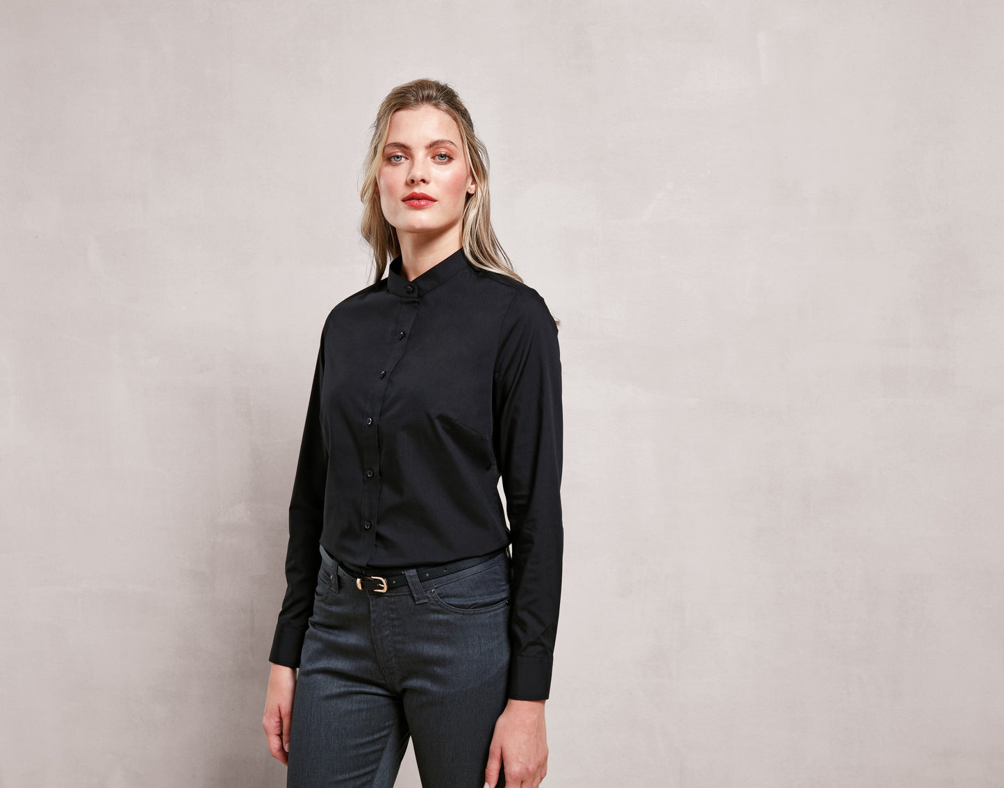 Premier Women's banded collar 'grandad' shirt