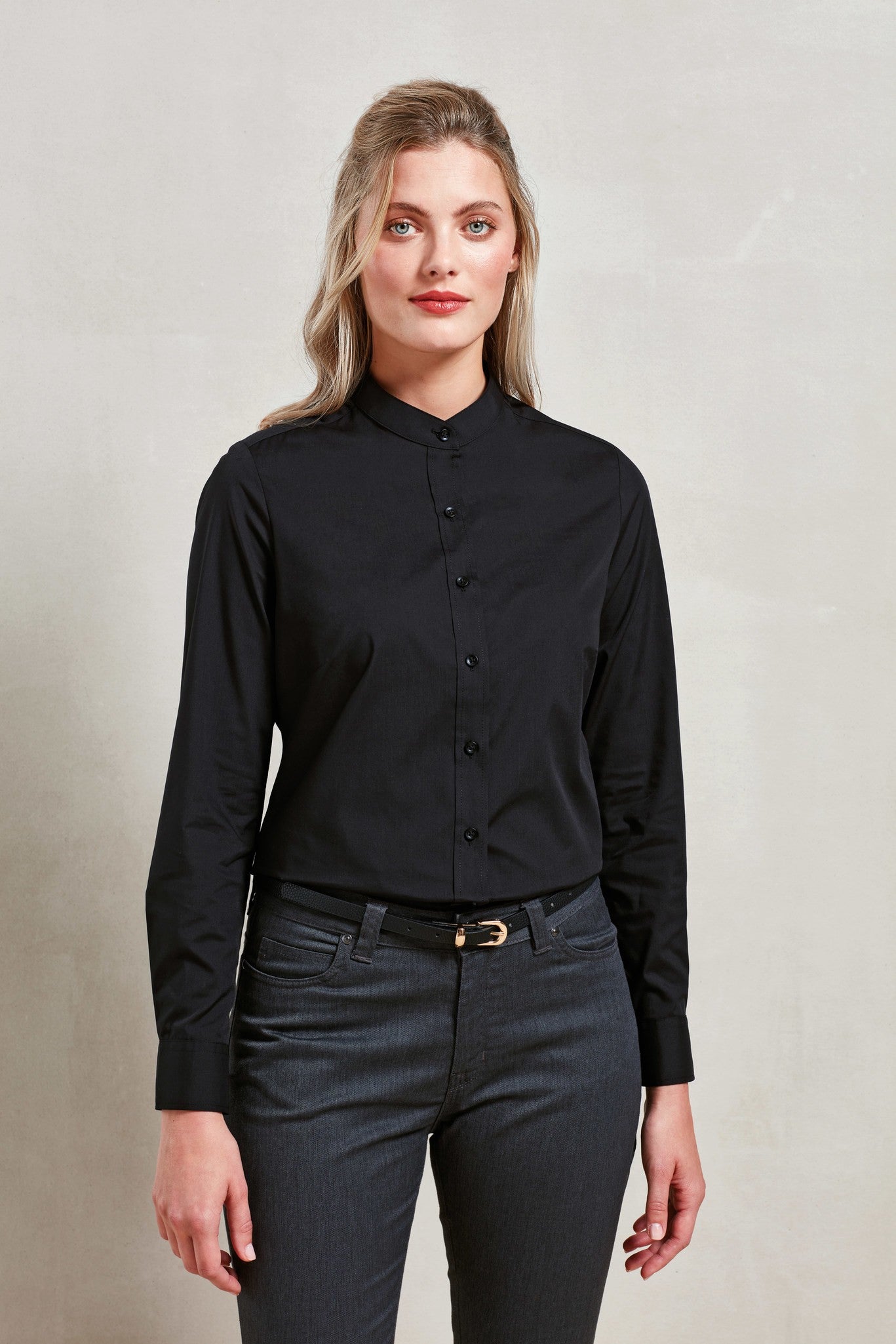 Premier Women's banded collar 'grandad' shirt