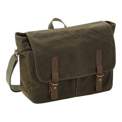 Quadra Heritage waxed canvas messenger