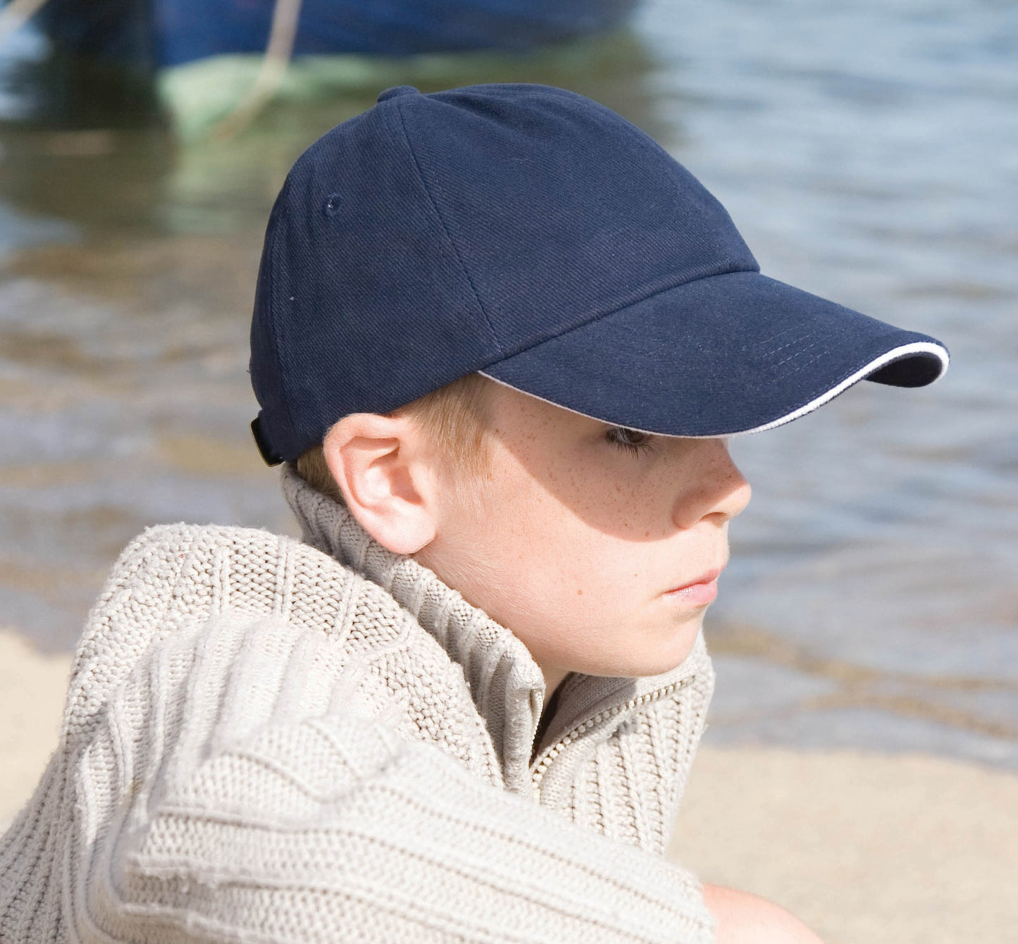 Result Headwear Junior low-profile heavy brushed cotton cap with sandwich peak