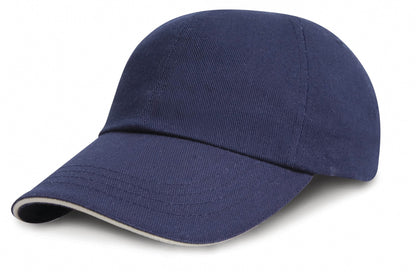 Result Headwear Junior low-profile heavy brushed cotton cap with sandwich peak