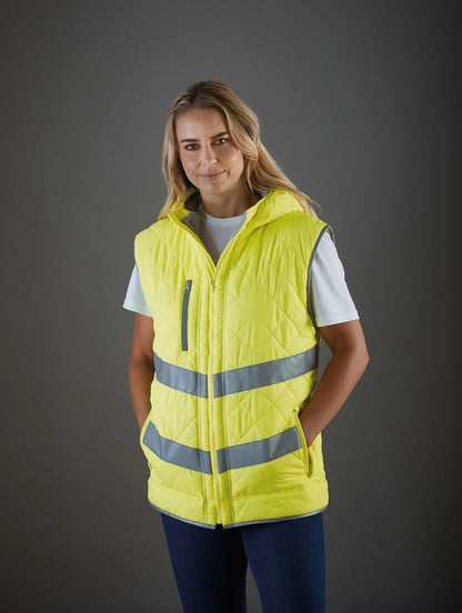 Yoko Hi-vis Kensington hooded gilet (HV007)