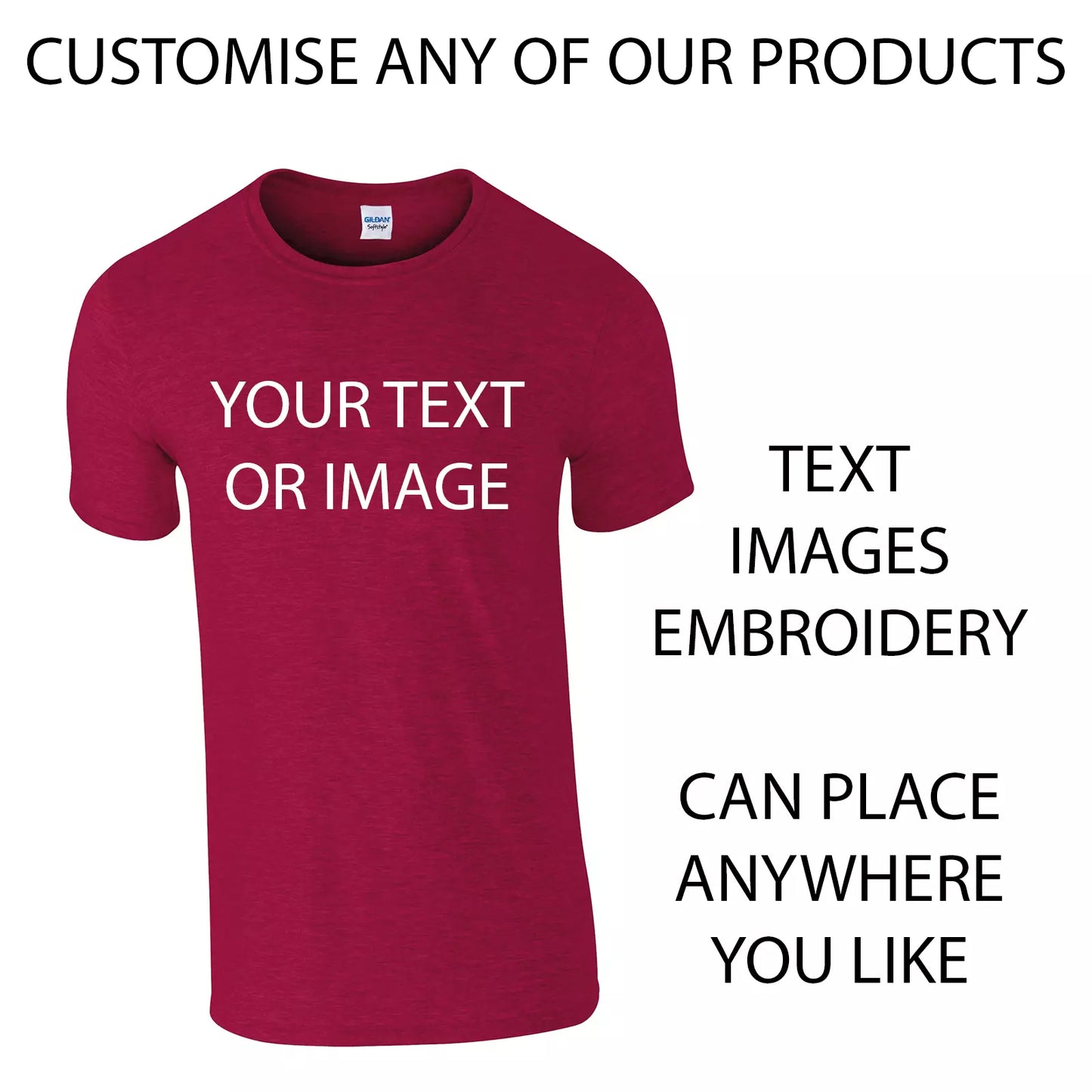 Custom printing for garments addon - Add to basket alongside any of our products